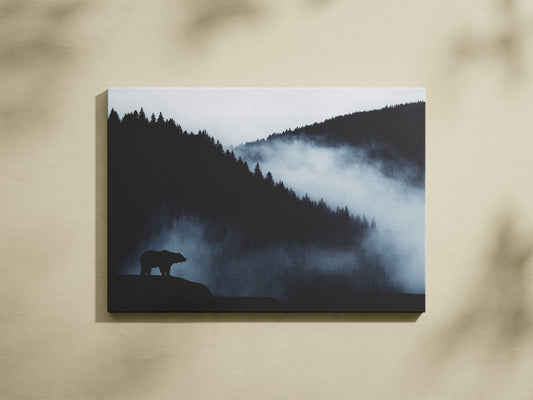 Bear On Cliff Wall Art – Majestic Wildlife Canvas for Living Room & Nature-Inspired Decor