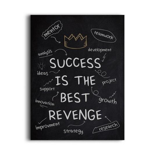 Success is the Best Revenge – Motivational Typography Wall Art for Office & Living Room
