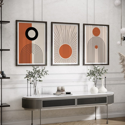 Set of 3 Boho Shapes Framed Wall Art – A3 Size (13 x 18 Inches)