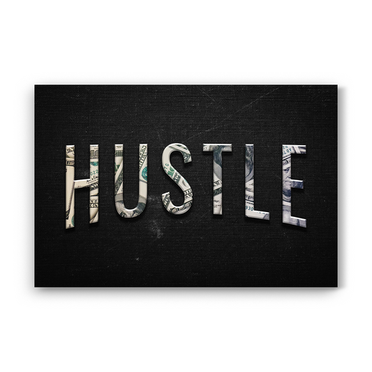 Hustle – Motivational Typography Wall Art for Office & Living Room