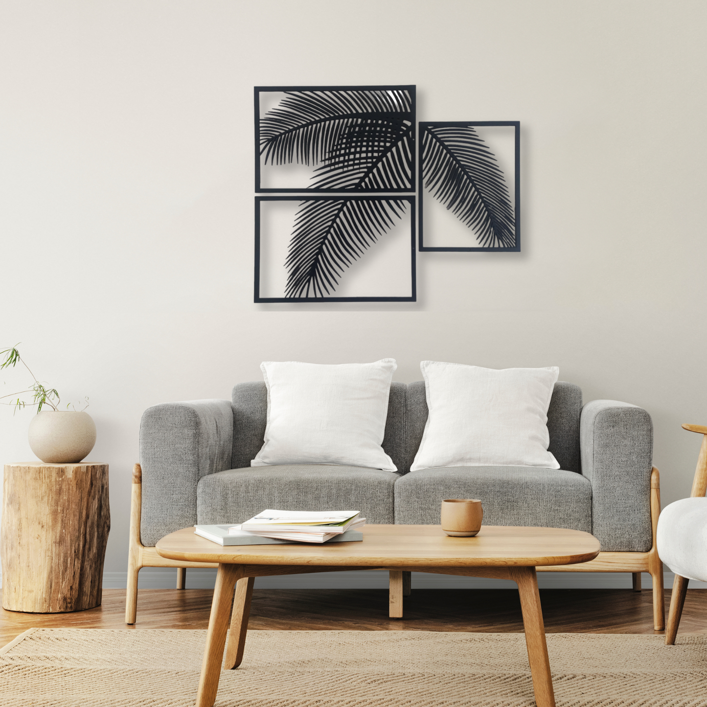 Wooden 3 Pieces Unique Leaf Wall Art Panel Frame