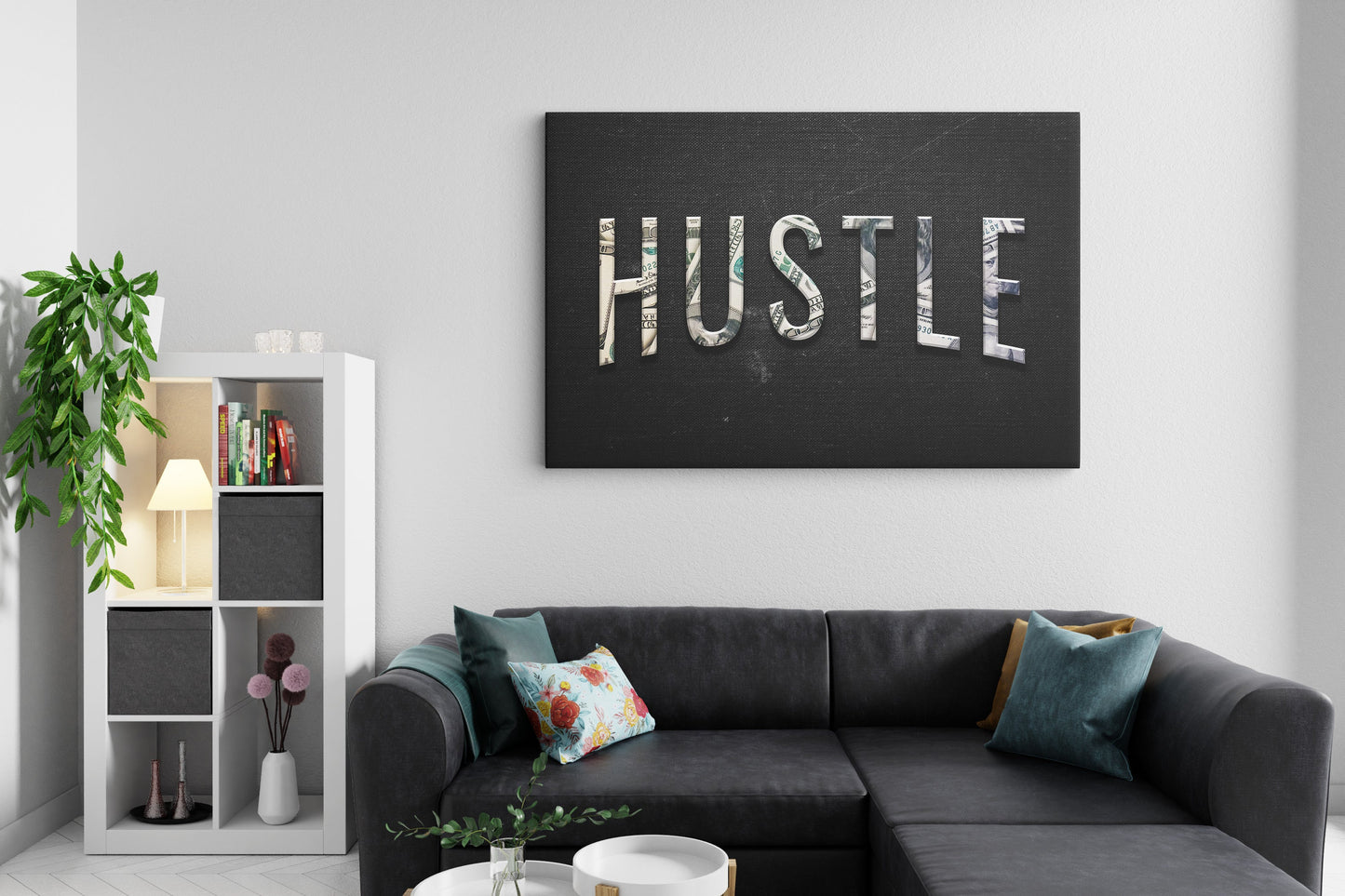 Hustle – Motivational Typography Wall Art for Office & Living Room