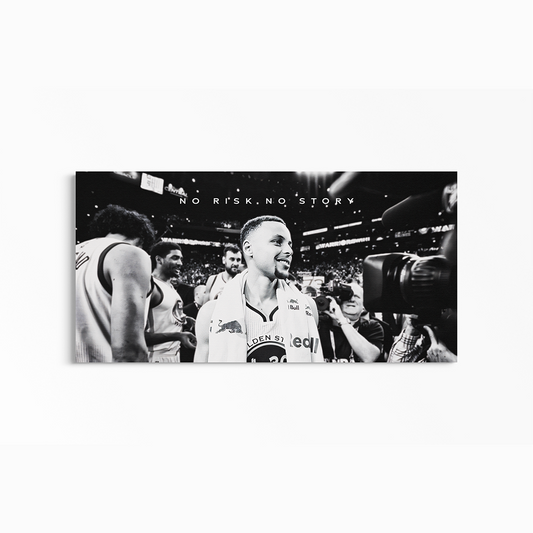 Stephen Curry Wall Art – “No Risk No Story” Motivational Quote Print | Basketball Poster for Office, Gym, or Bedroom