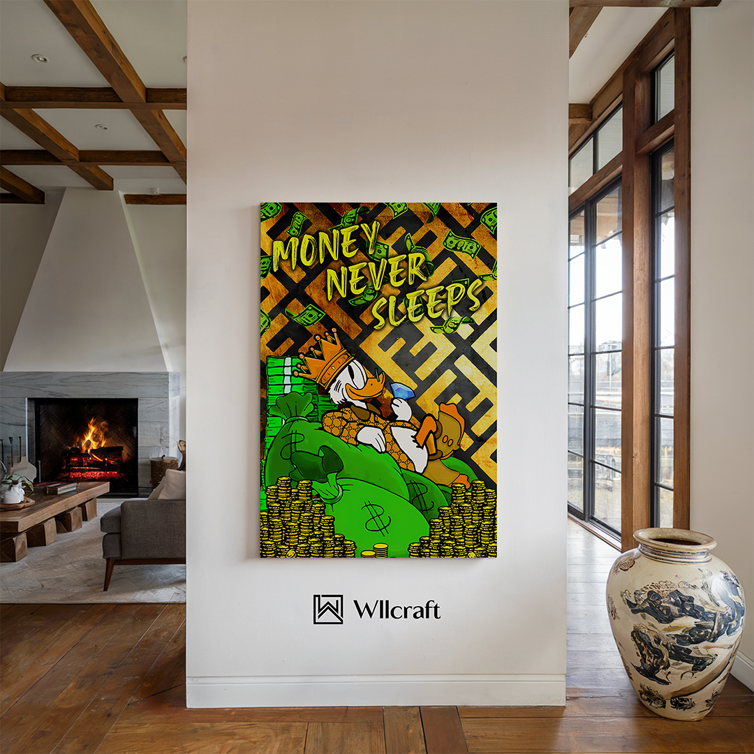 Money Never Sleeps – Playful Duck Pop Art Wall Decor