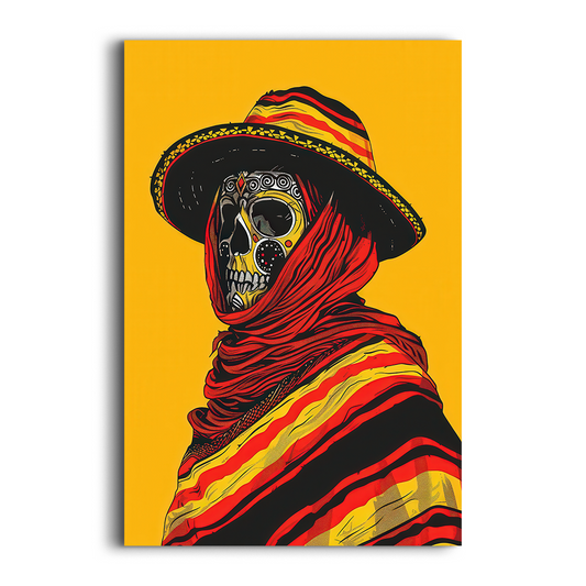 Skeleton with “Death” Hat Wall Art – Dark Gothic & Edgy Canvas for Living Room & Bedroom