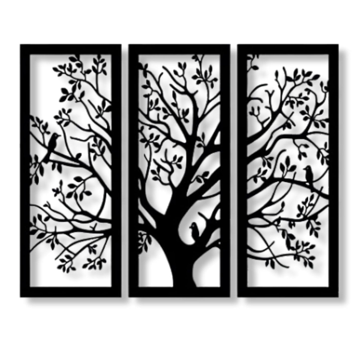 Wooden 3 Pieces Unique Tree Wall Art Panel Frame