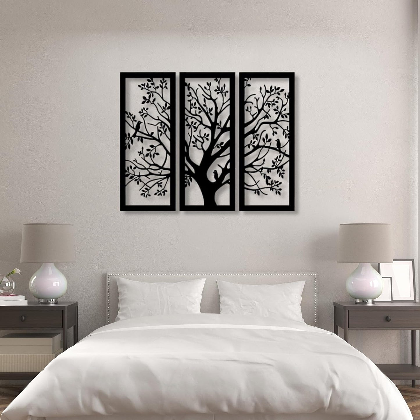 Wooden 3 Pieces Unique Tree Wall Art Panel Frame