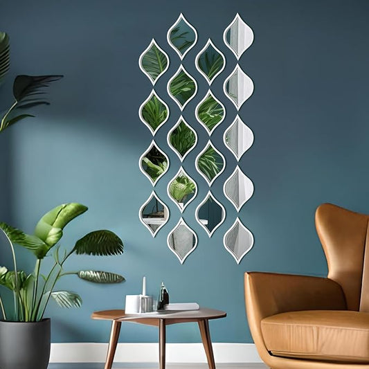 Lustrous Cascades (SET OF 9 ) Drop Mirrors Wood Wall Decor