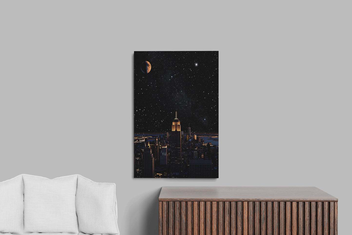 Night City Scene Canvas Art – Vibrant Urban Skyline Wall Decor for Living Room & Office