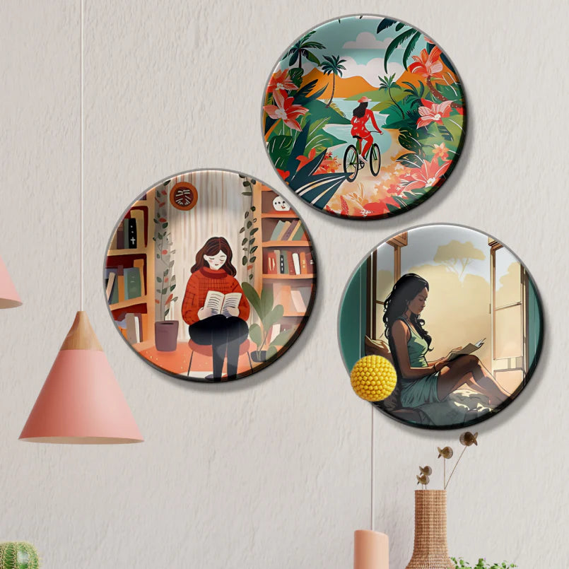 Set of 3 Women Theme Wall Plates Décor