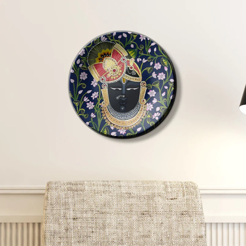 Shrinath Ji Blue and Pink Wall Plate Home Décor