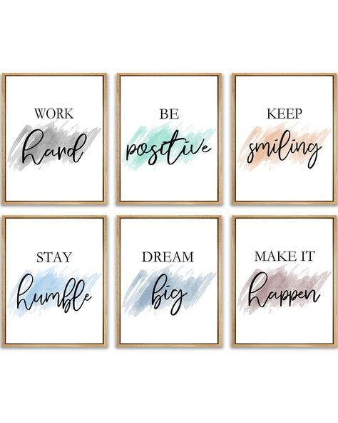 Set of 6 Motivational Quote Frames – 8” x 10” Inspirational Wall Art