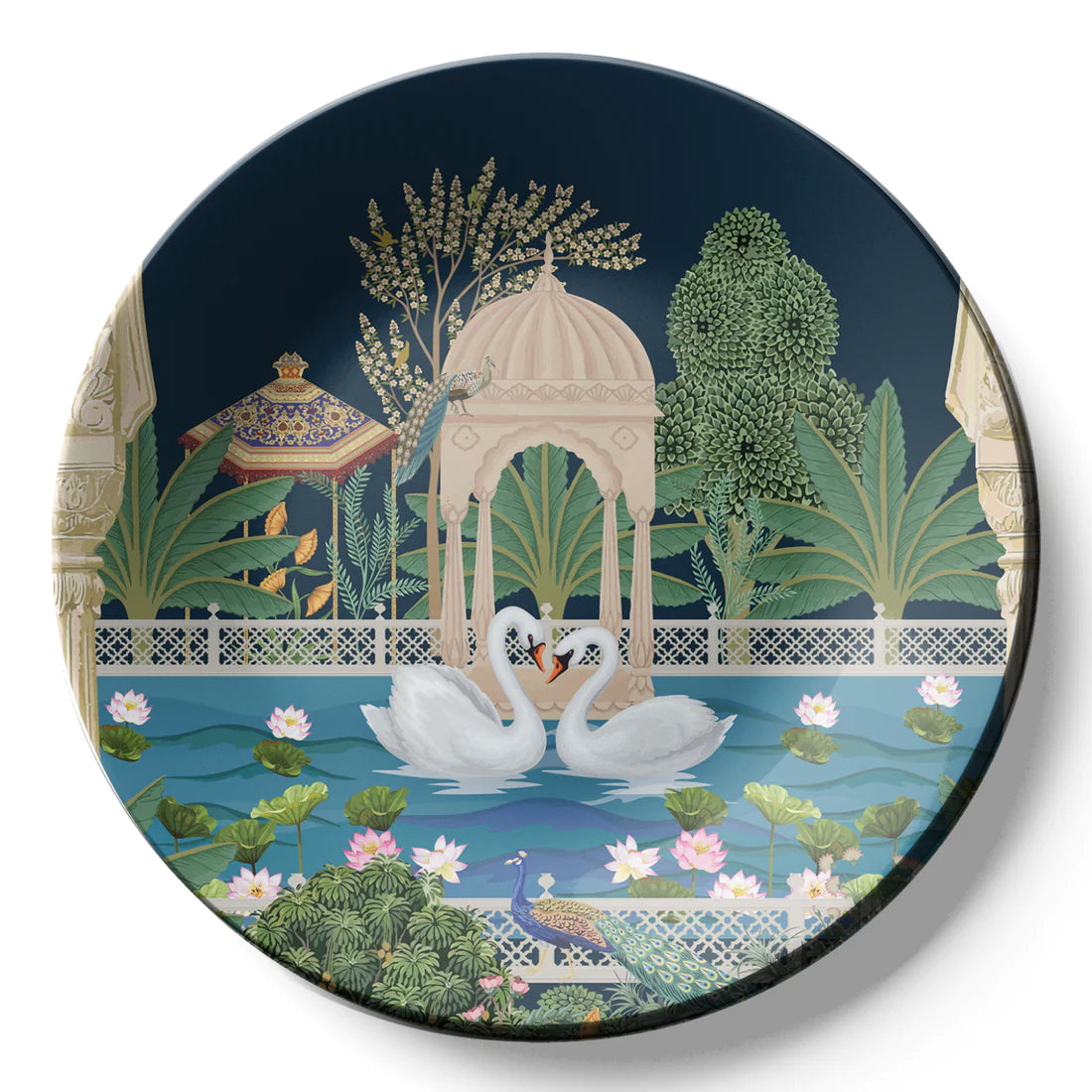 Swan Couple Ceramic Wall Plate Home Décor