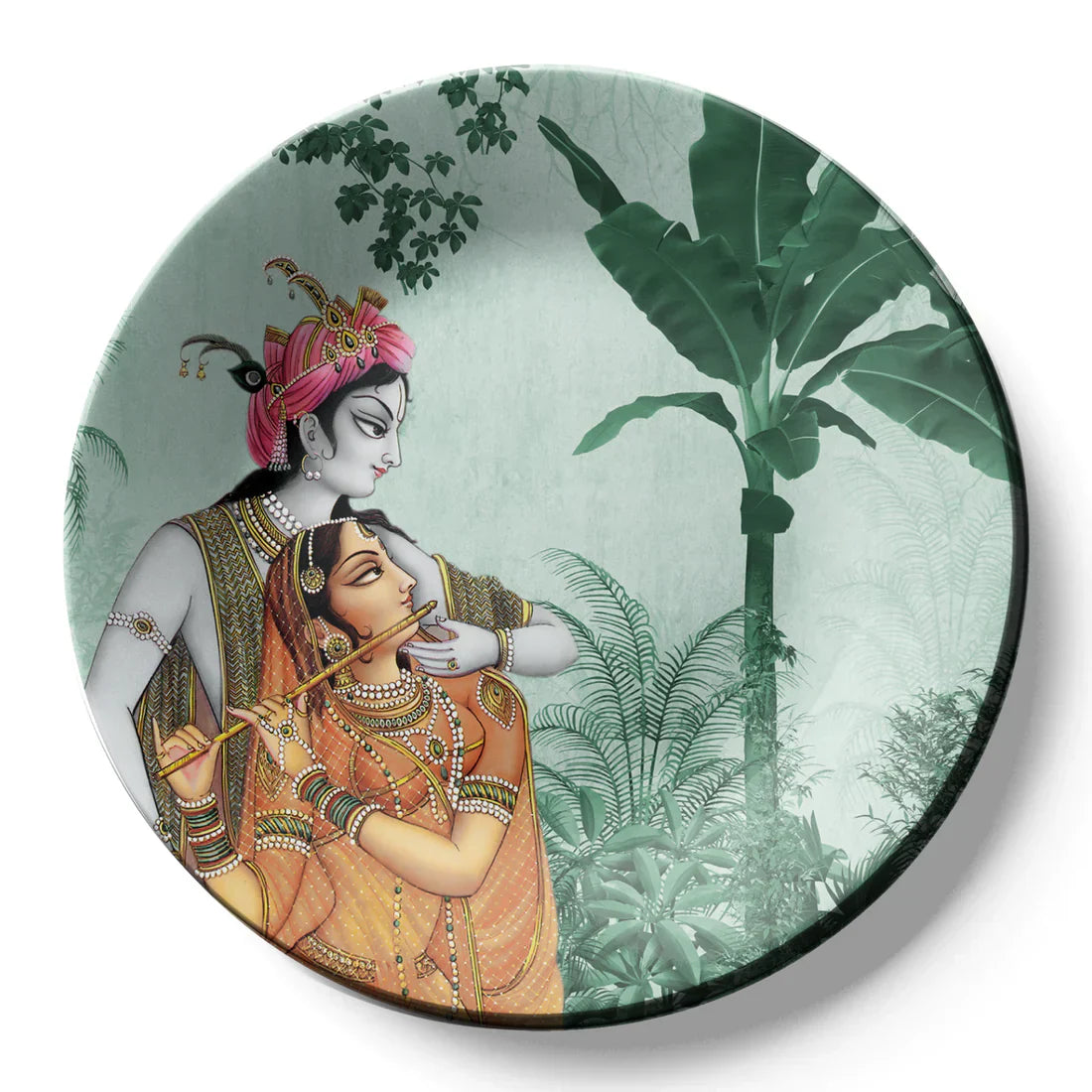 Radha Krishna Ceramic Wall Plate Home Decor