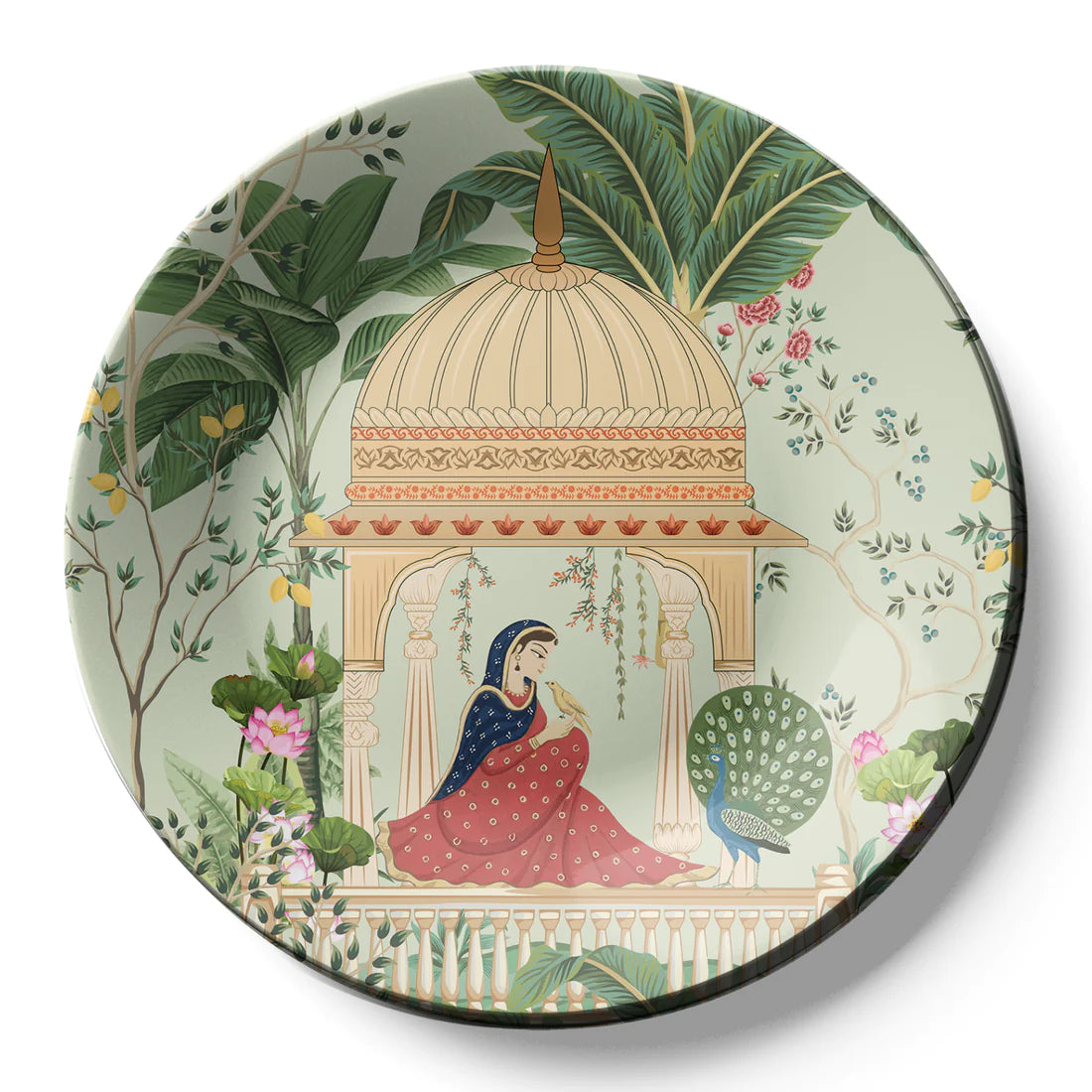 Woman Sitting in Cabana Ceramic Wall Plate Home Décor