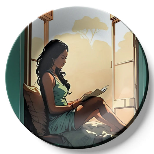 Women Reading Near Window Story Wall Plate Home Décor