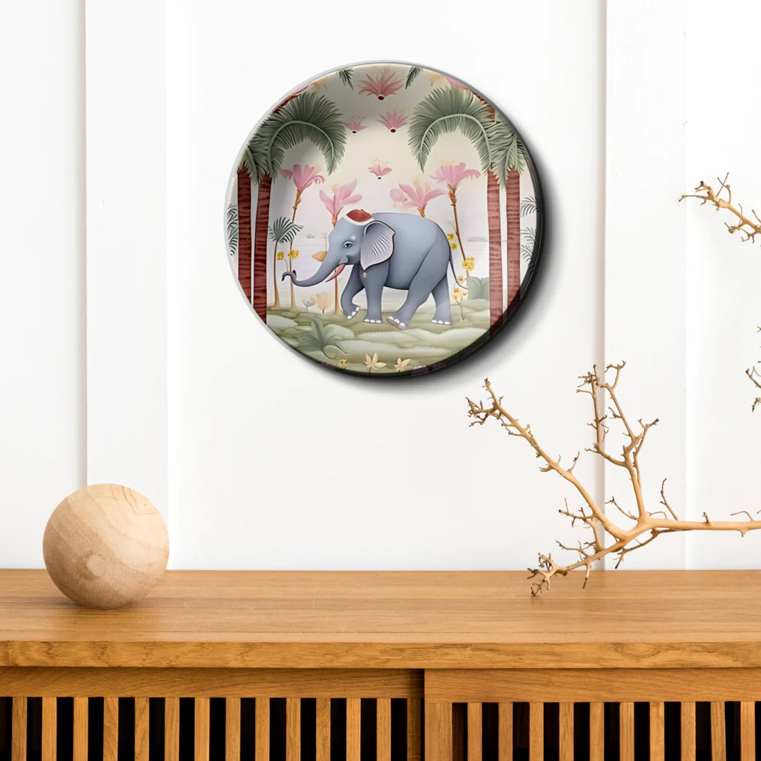 Elephant In Garden Wall Plate Décor