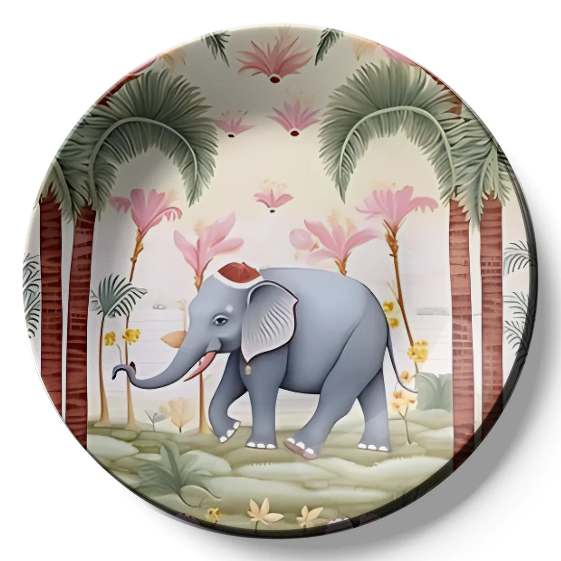 Elephant In Garden Wall Plate Décor