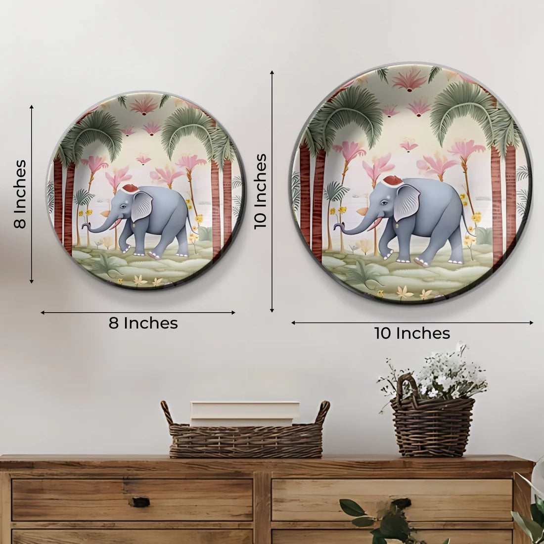 Elephant In Garden Wall Plate Décor