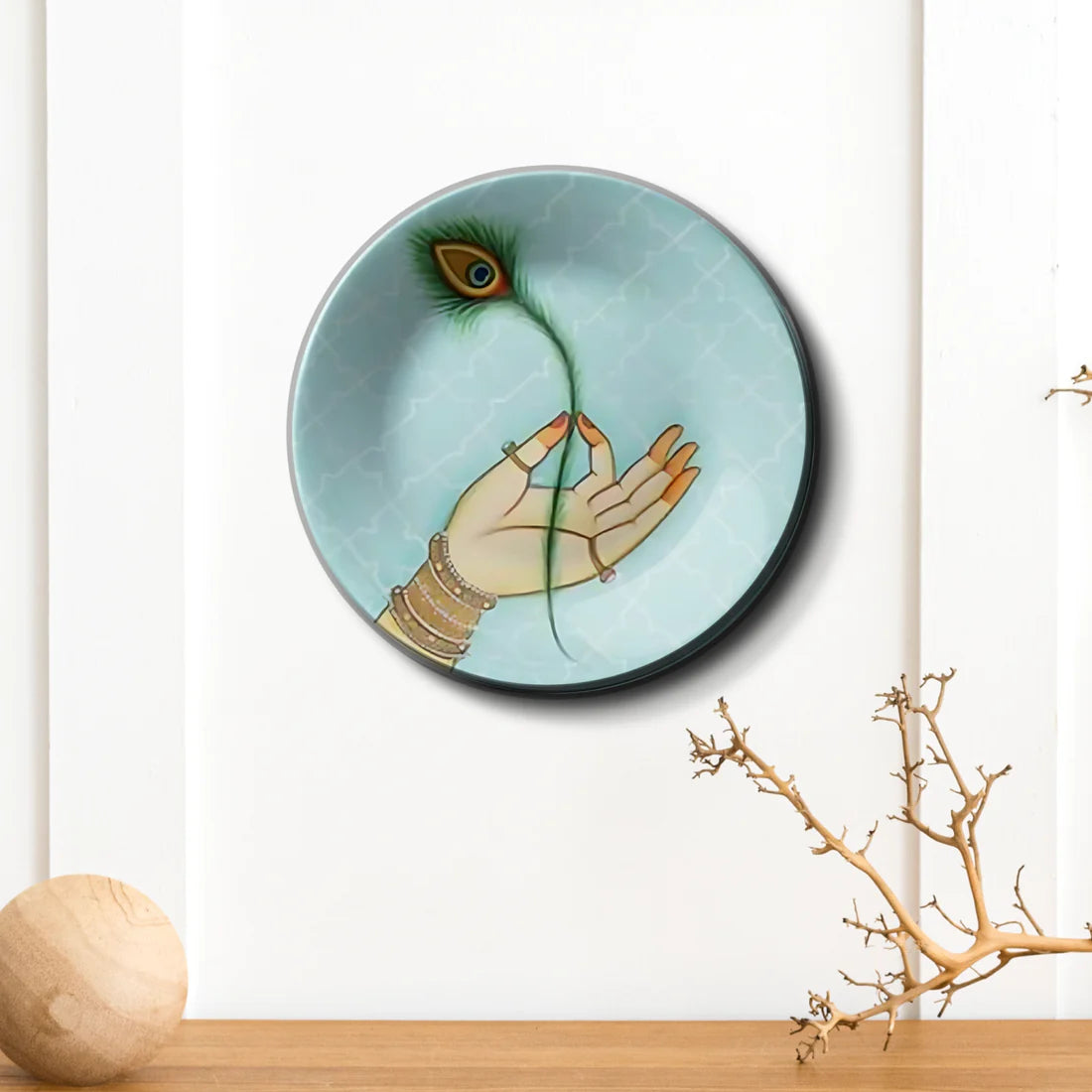 Peacock Feather Wall Plate Décor