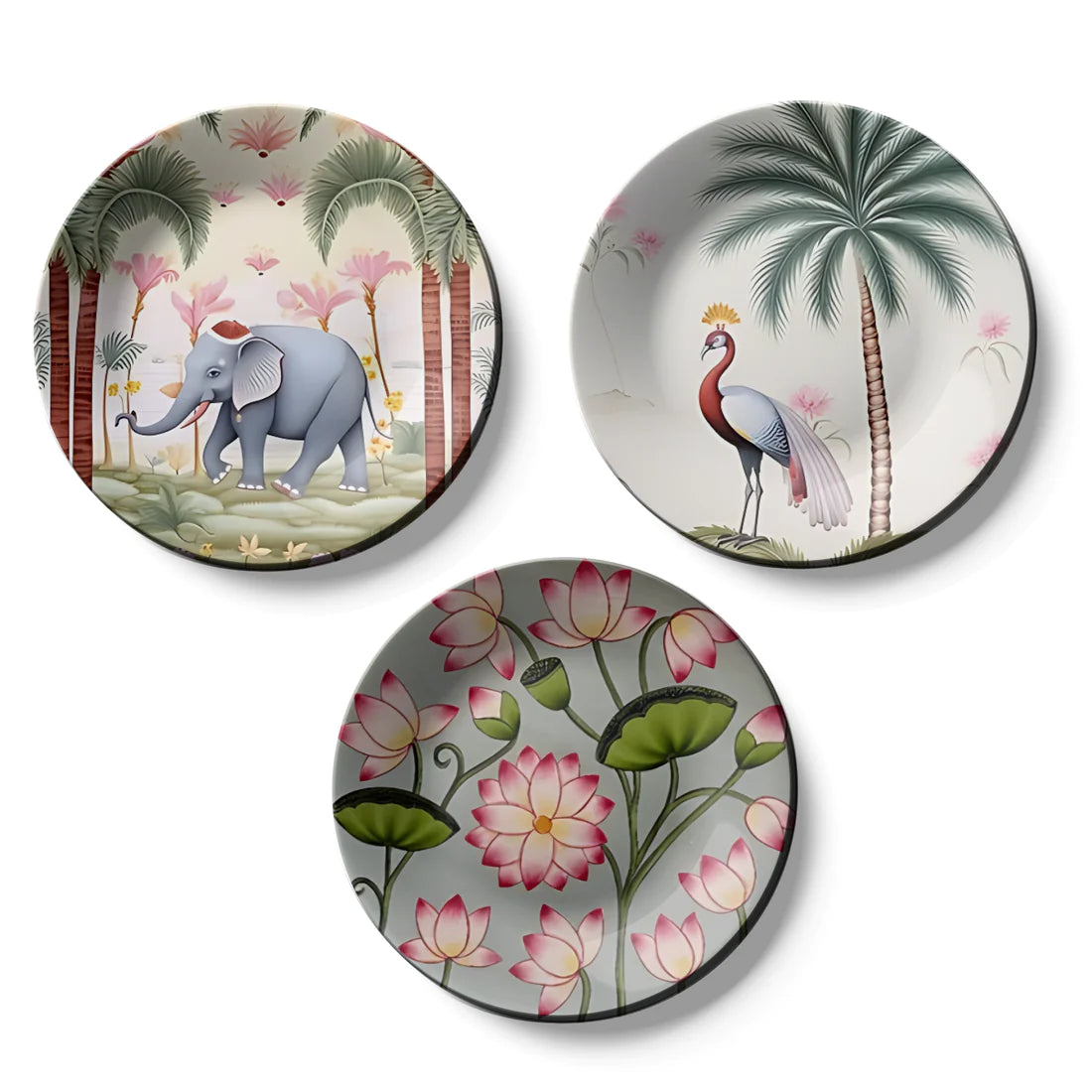 Set of 3 Nature Wall Plates Home Décor