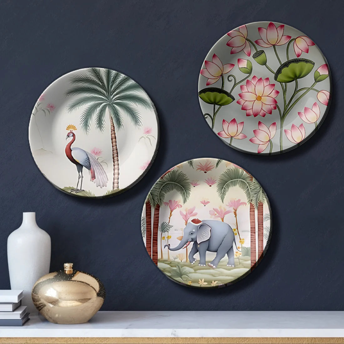 Set of 3 Nature Wall Plates Home Décor