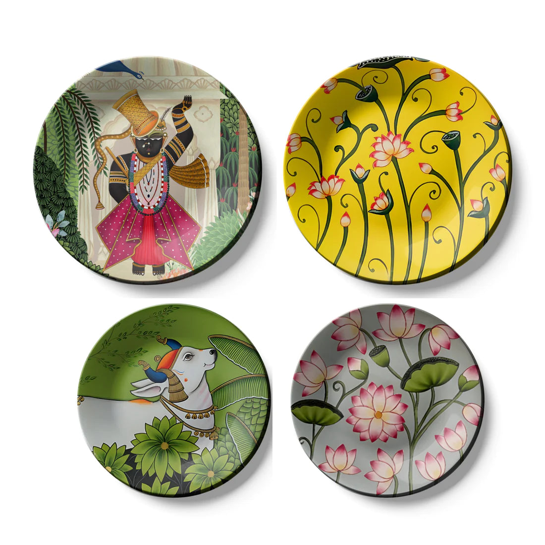 Set of 4 Pichwai Wall Plates Home Décor