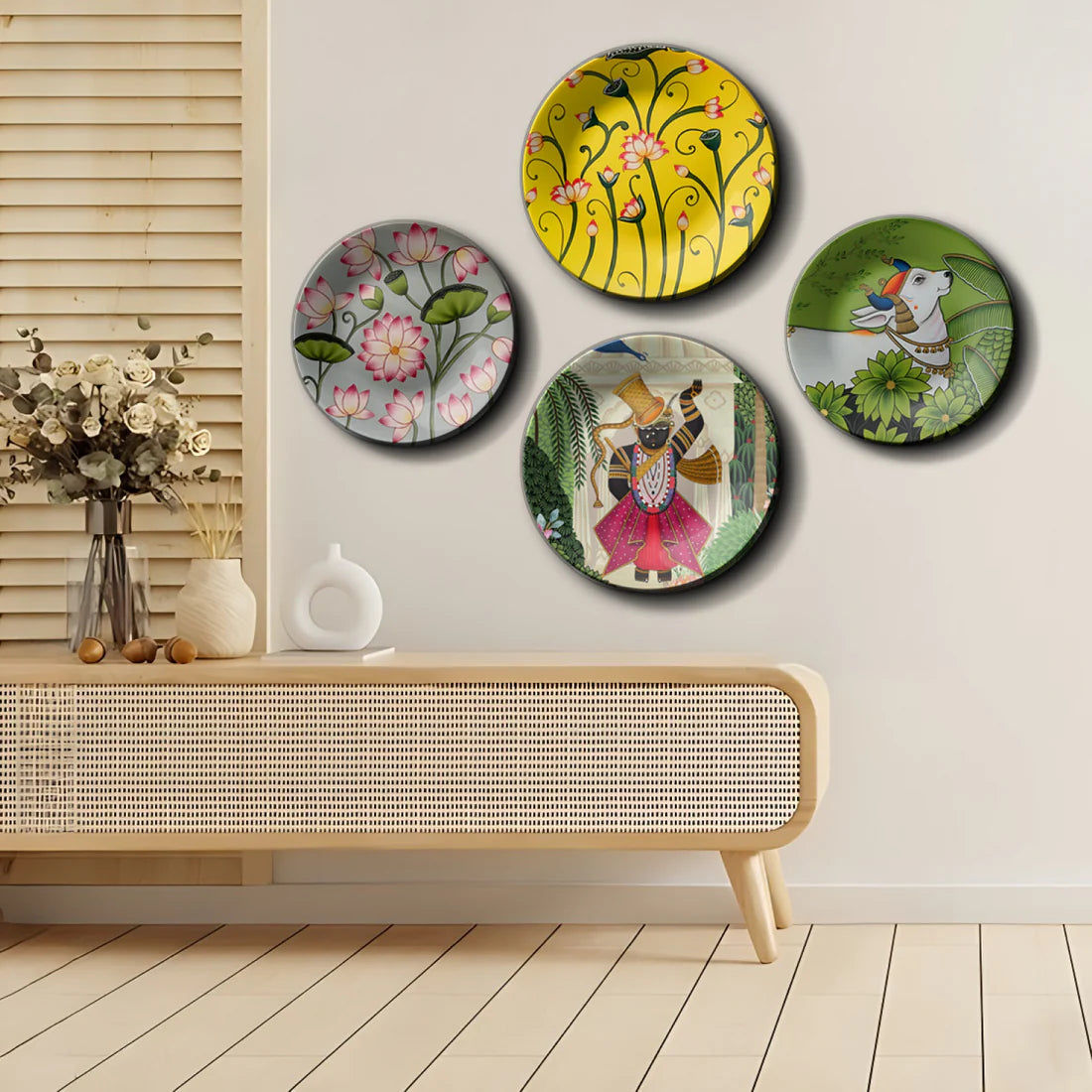 Set of 4 Pichwai Wall Plates Home Décor