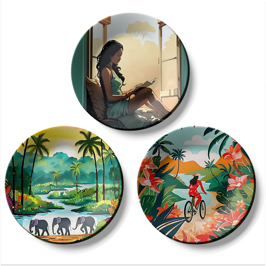 Set of 3 Assorted Theme Wall Plates Décor