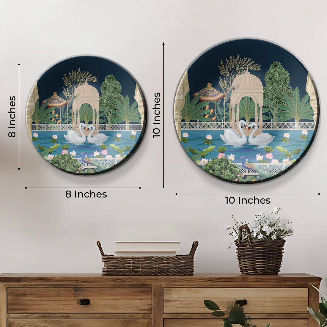 Swan Couple Ceramic Wall Plate Home Décor