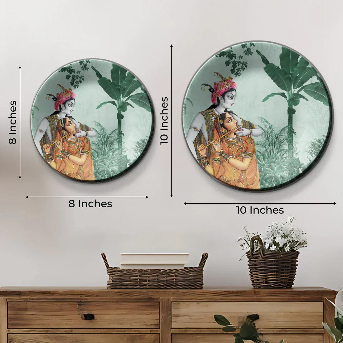 Radha Krishna Ceramic Wall Plate Home Decor