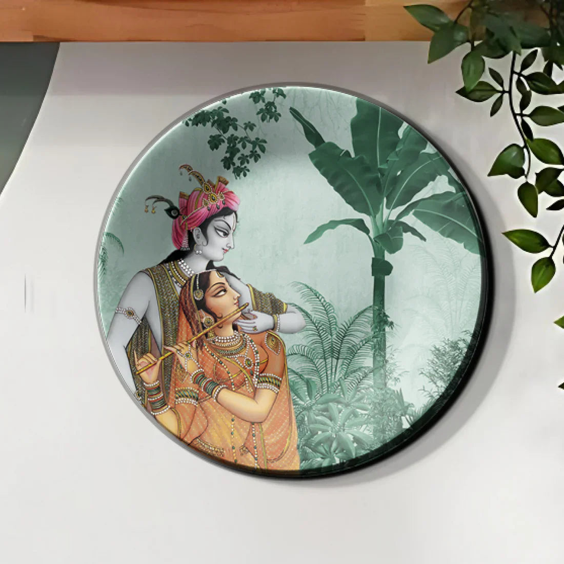 Radha Krishna Ceramic Wall Plate Home Decor