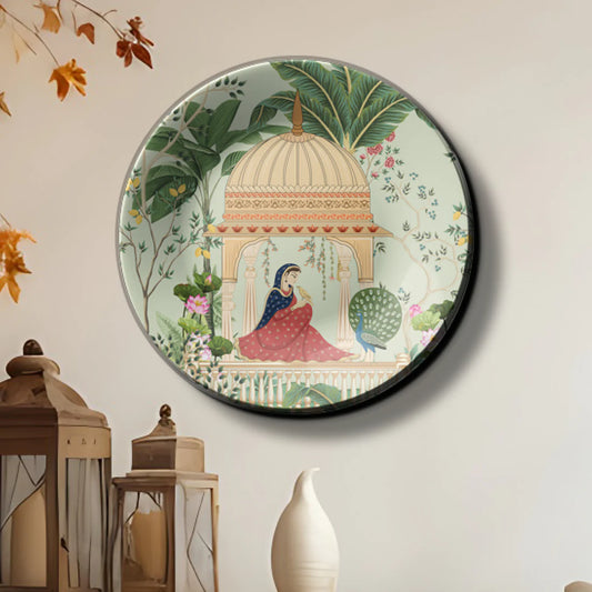 Woman Sitting in Cabana Ceramic Wall Plate Home Décor