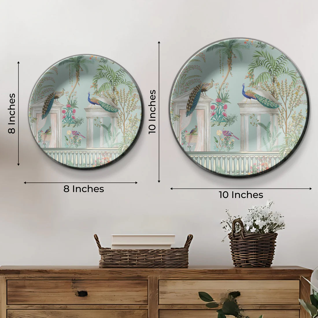 Set of 2 Peacock Wall Plate Décor