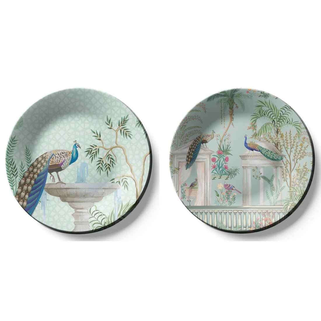 Set of 2 Peacock Wall Plate Décor