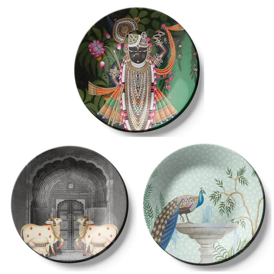 Set of 3 Shrinath Ji Wall Plates Décor