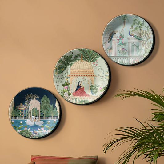 Set of 3 Royal Garden Wall Plates Décor