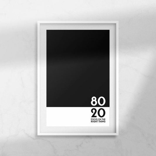 80/20 Principle Motivational Poster – Productivity & Success Wall Art - A3 Size (11.7 inches x 16.5 inches)