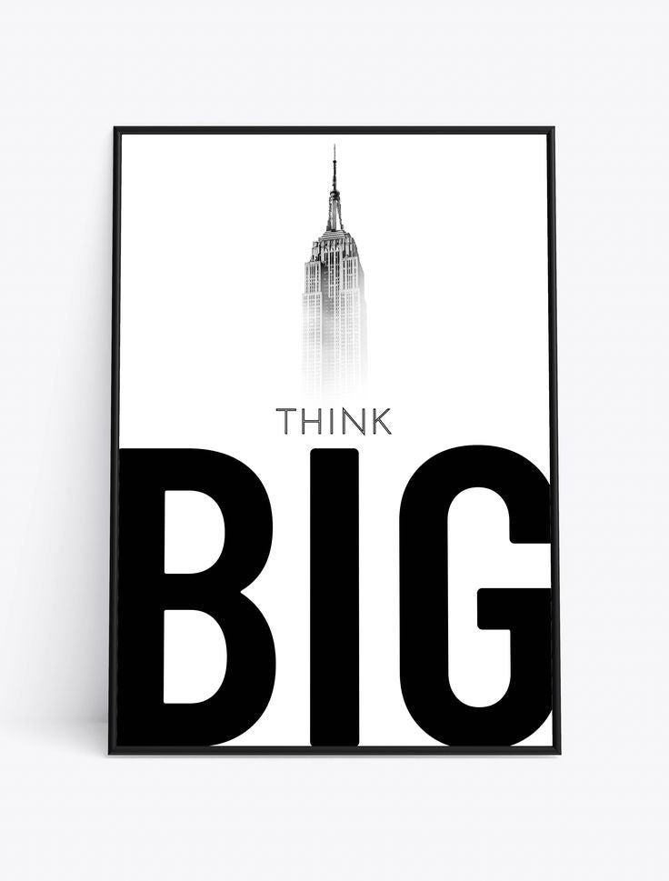 “Think Big” Motivational Wall Art – A3 Size Bold Quote Frame