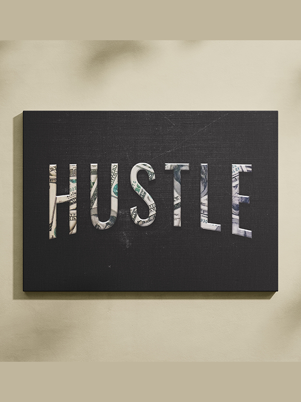 Hustle – Motivational Typography Wall Art for Office & Living Room