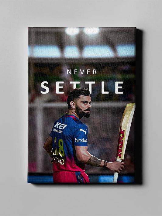 Virat Kohli – Never Settle Motivational Wall Art for Ambition & Drive