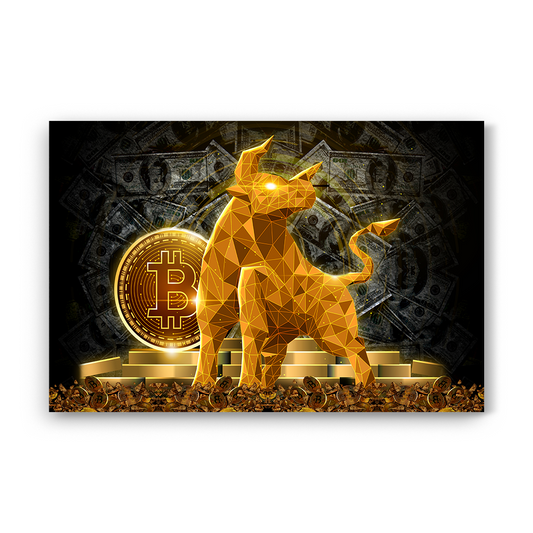 Golden Bull Run – Bitcoin & Cryptocurrency Inspired Wall Art