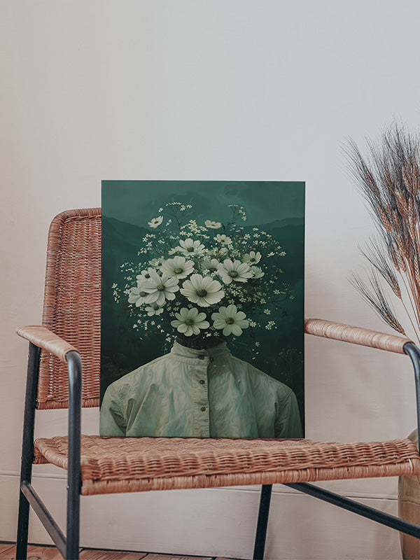 Astronaut Flower Art – Whimsical Space & Nature Canvas Wall Art for Living Room & Bedroom
