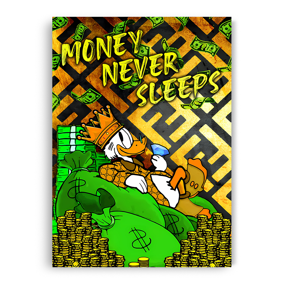 Money Never Sleeps – Playful Duck Pop Art Wall Decor