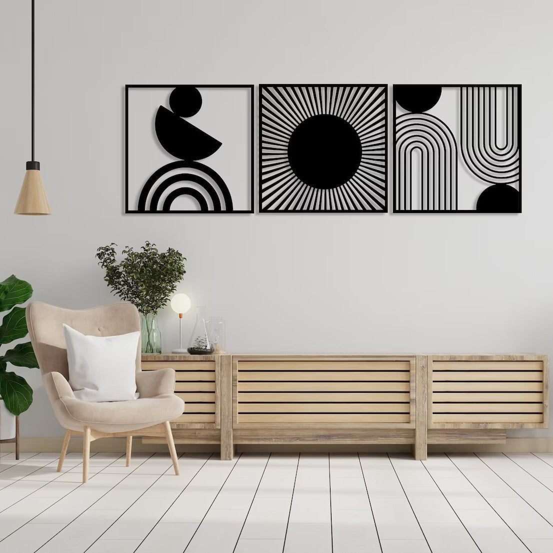 Abstract Trilogy Set of 3 Wood Wall Decor