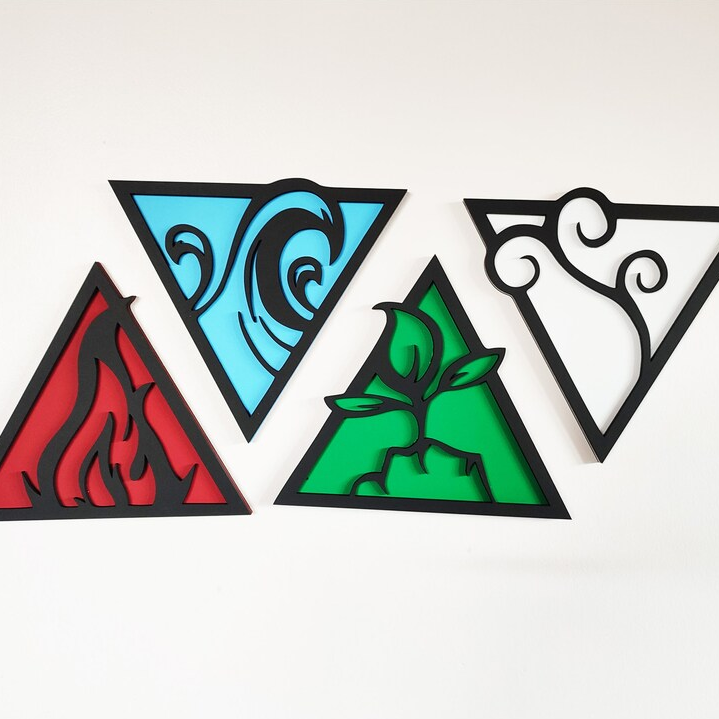 Earth, Water, Fire, Air Four Elements Wall Decor