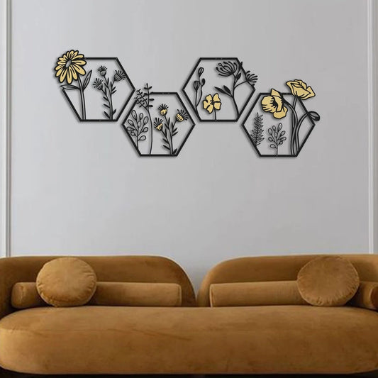 Vibrant Petals Colorful Flower Wood Wall Decor