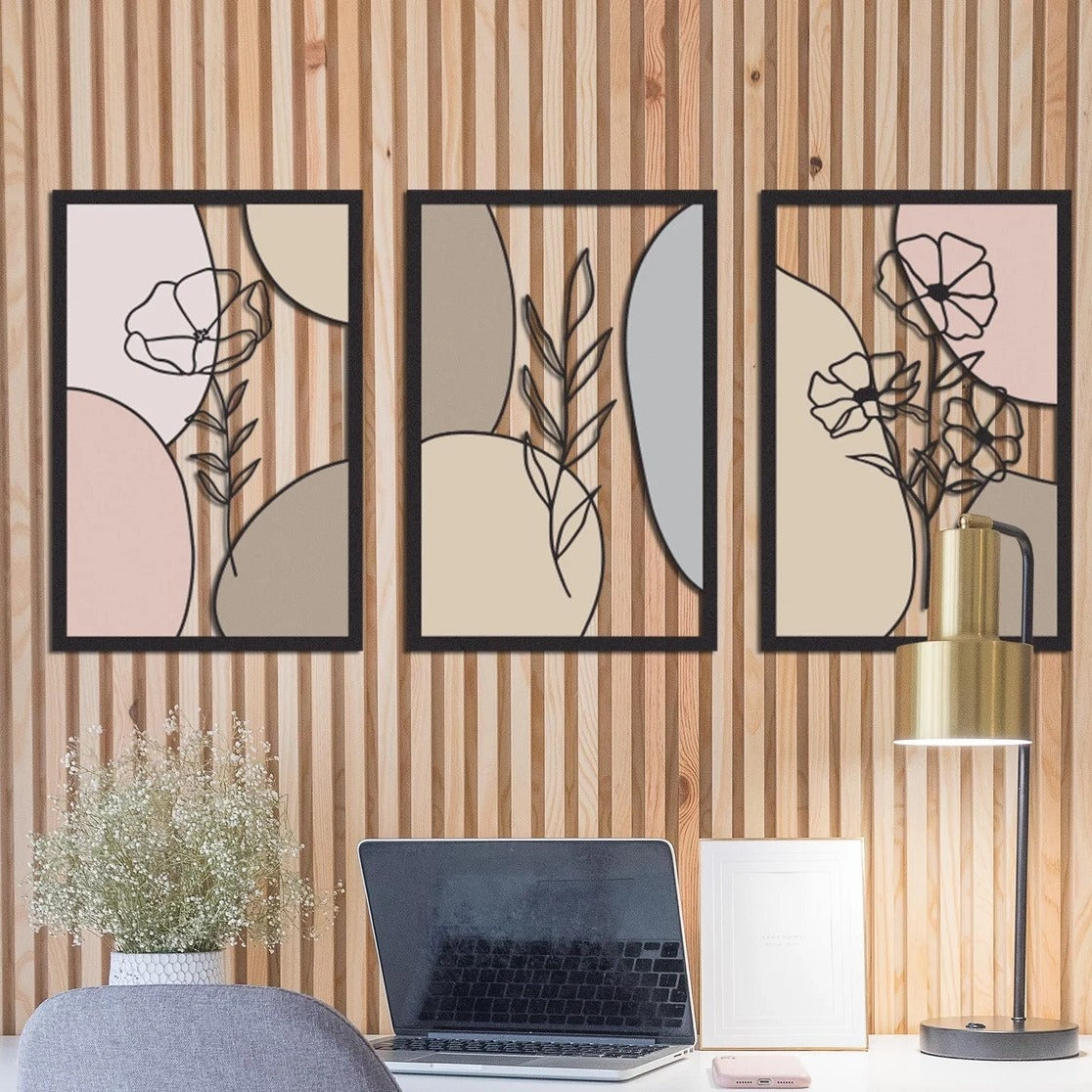 ChromaTriad Set of 3 Colorful Wood Wall Decor