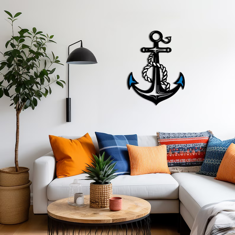 Nautical Ship Anchor and Rope Model Wall Decor