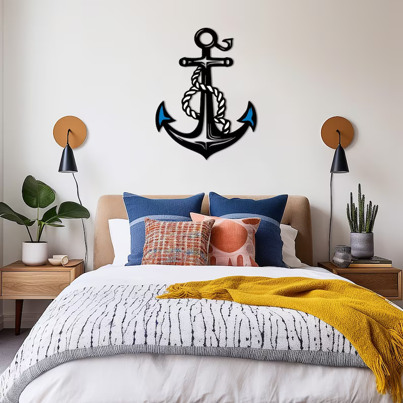 Nautical Ship Anchor and Rope Model Wall Decor